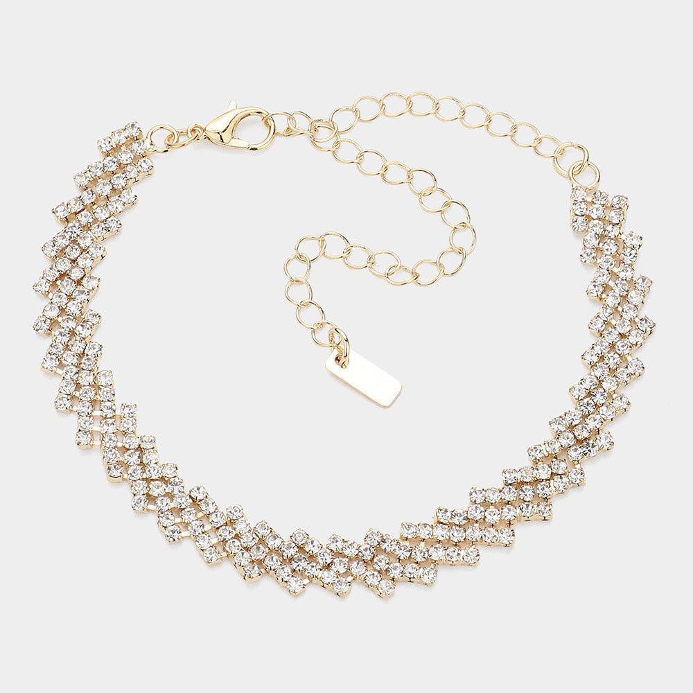 Clear Rhinestone Paved Chain Evening Bracelet - Jewelry Store by Erik Rayo