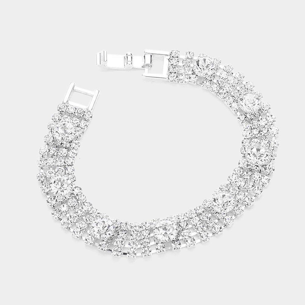 Round Stone Pointed Rhinestone Paved Evening Bracelet - Jewelry Store by Erik Rayo