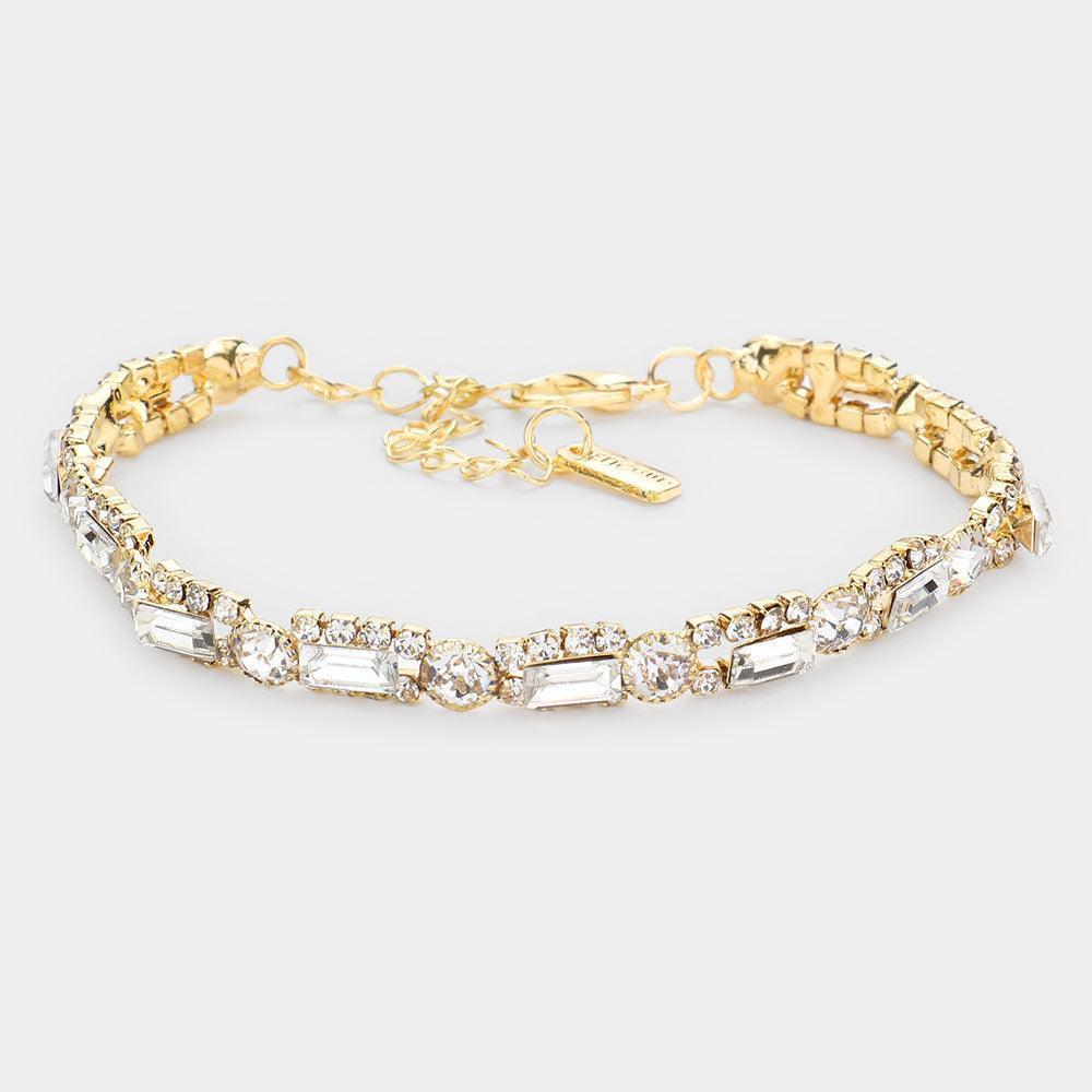 Gold Rectangle Stone Accented Evening Bracelet - Jewelry Store by Erik Rayo