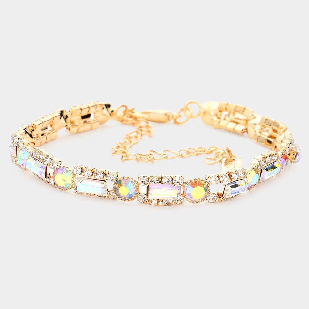 Gold Rectangle Stone Accented Evening Bracelet - Jewelry Store by Erik Rayo