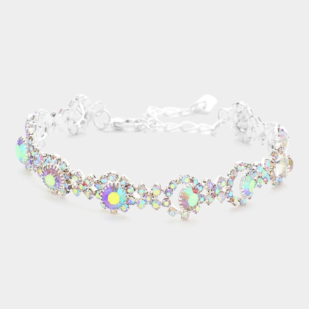 Silver Rhinestone Flower Evening Bracelet - Jewelry Store by Erik Rayo