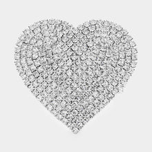 Load image into Gallery viewer, Silver Rhinestone Pave Heart Adjustable Evening Bracelet
