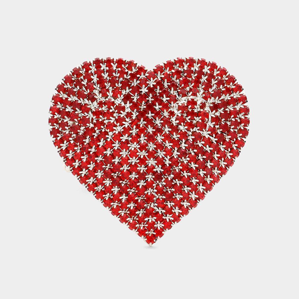 Red Rhinestone Pave Heart Adjustable Evening Bracelet - Jewelry Store by Erik Rayo
