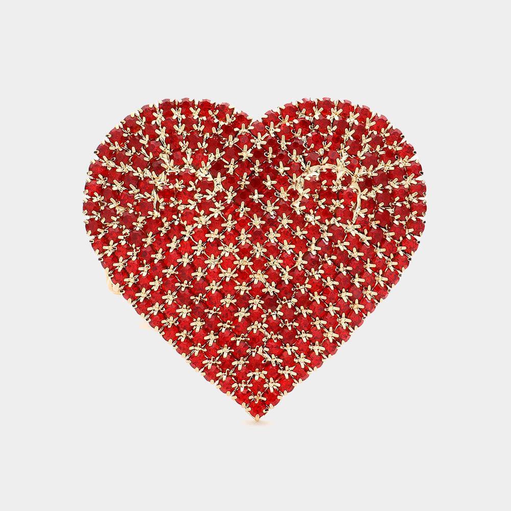Red Rhinestone Pave Heart Adjustable Evening Bracelet - Jewelry Store by Erik Rayo
