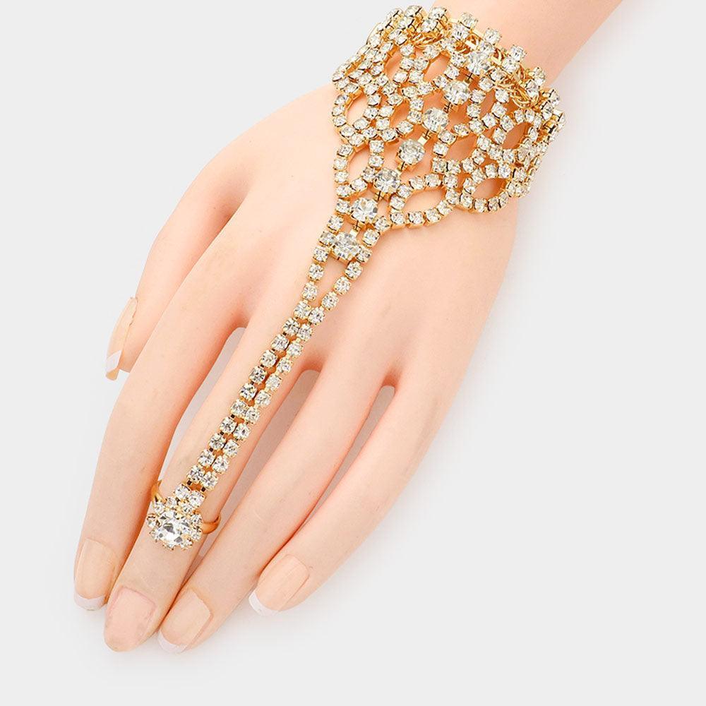 Gold Bubble Stone Hand Chain Evening Bracelet - Jewelry Store by Erik Rayo