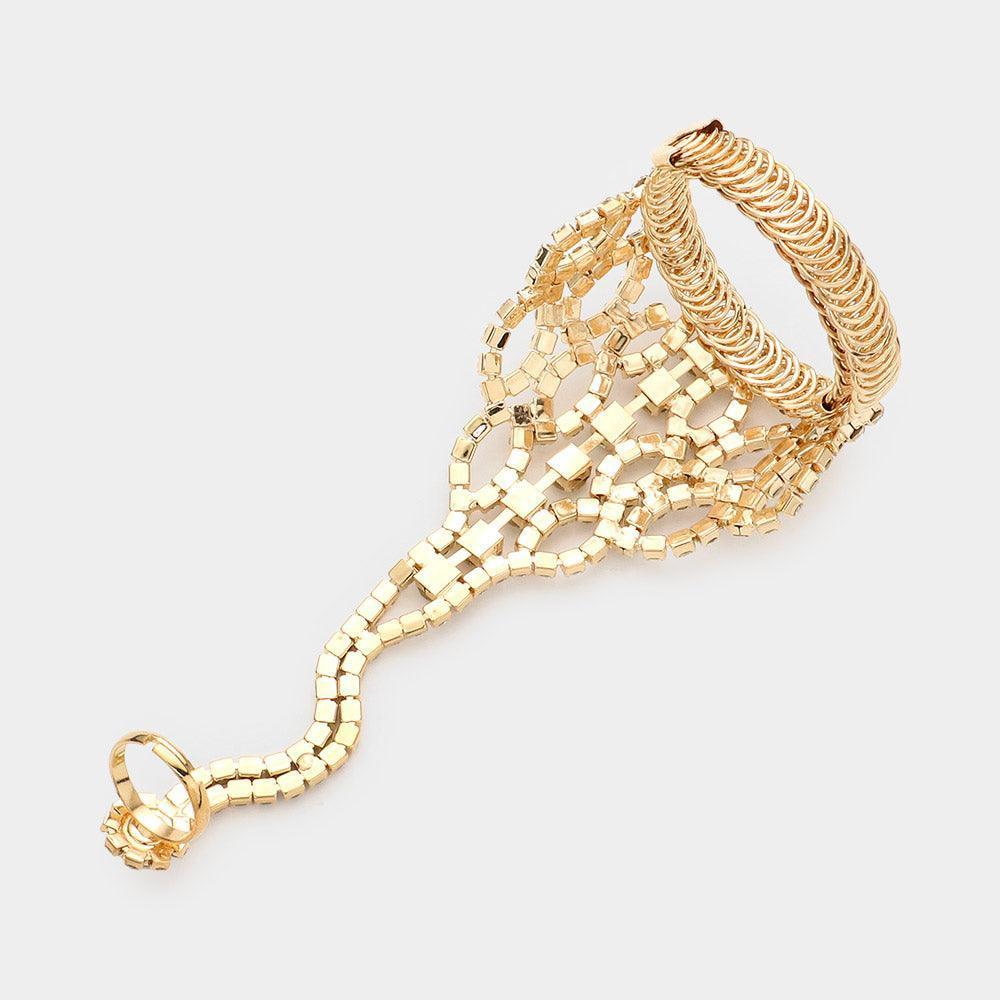 Gold Bubble Stone Hand Chain Evening Bracelet - Jewelry Store by Erik Rayo