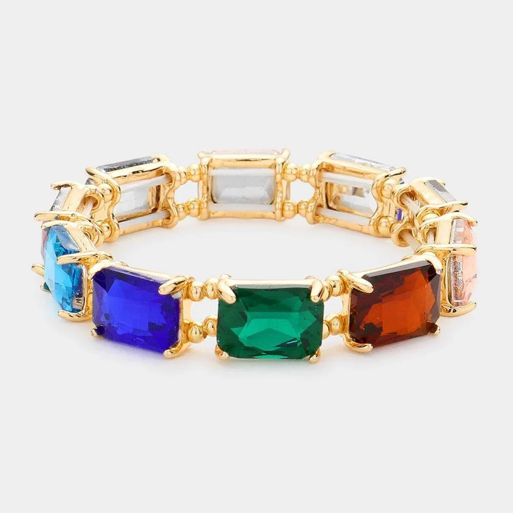 Emerald Cut Stone Stretch Evening Bracelet - Jewelry Store by Erik Rayo