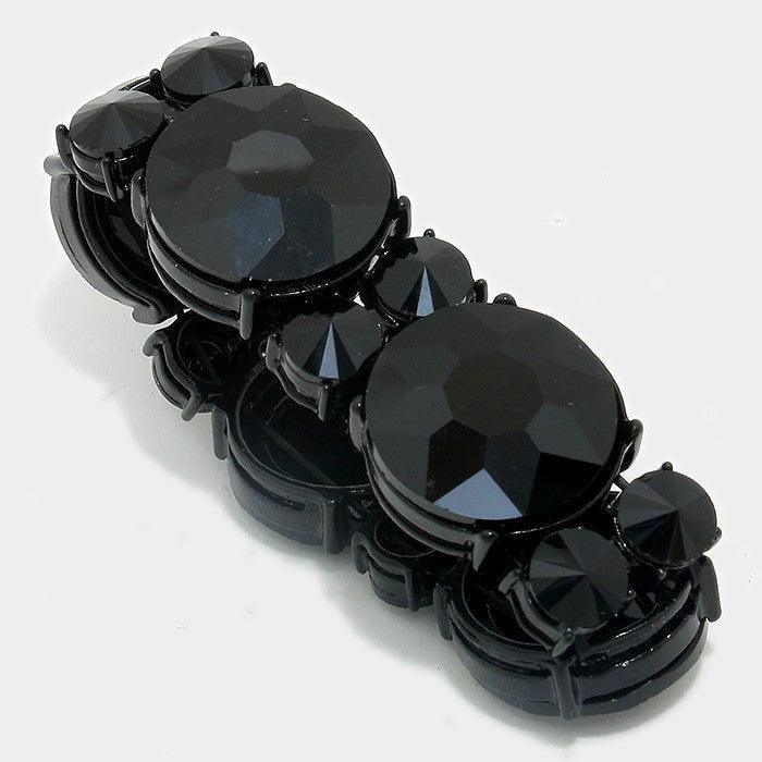 Black Round Crystal Rhinestone Stretch Evening Bracelet - Jewelry Store by Erik Rayo