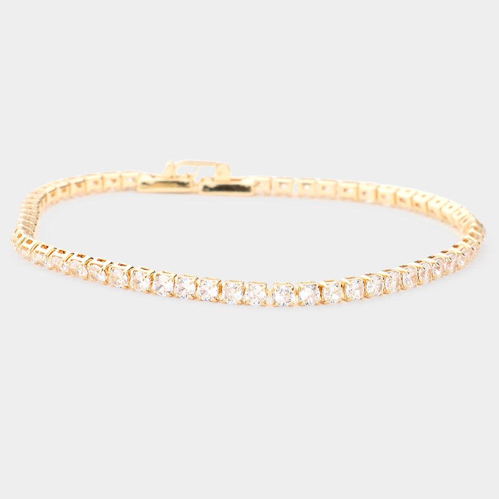 Gold Brass Metal Tennis Evening Bracelet - Jewelry Store by Erik Rayo
