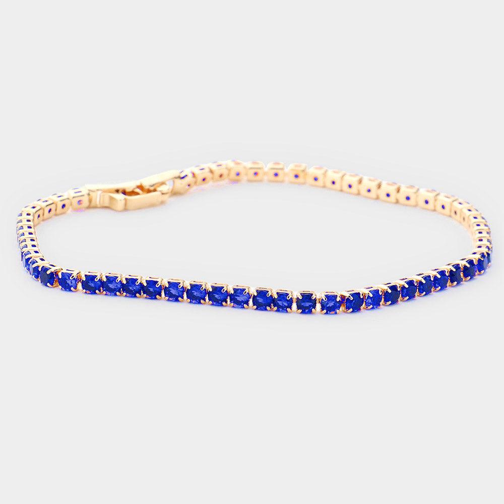 Blue Brass Metal Tennis Evening Bracelet - Jewelry Store by Erik Rayo