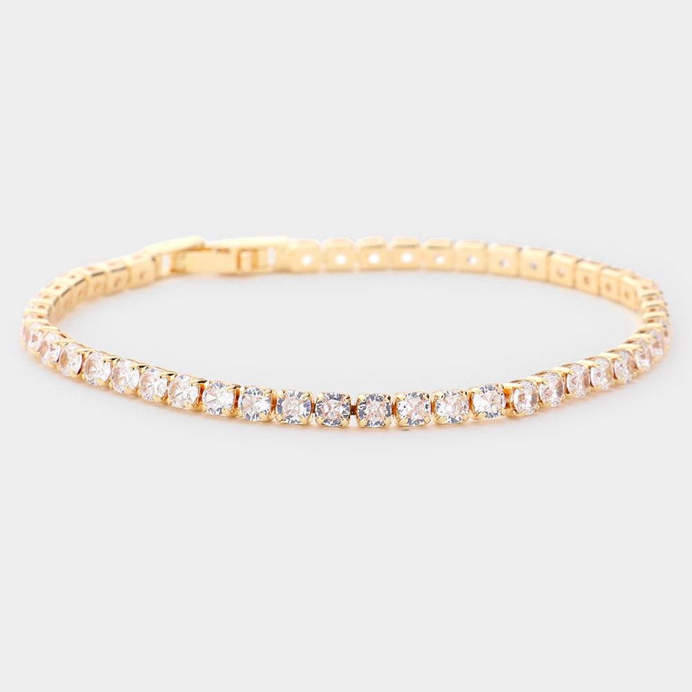 Gold Brass Metal Tennis Evening Bracelet - Jewelry Store by Erik Rayo