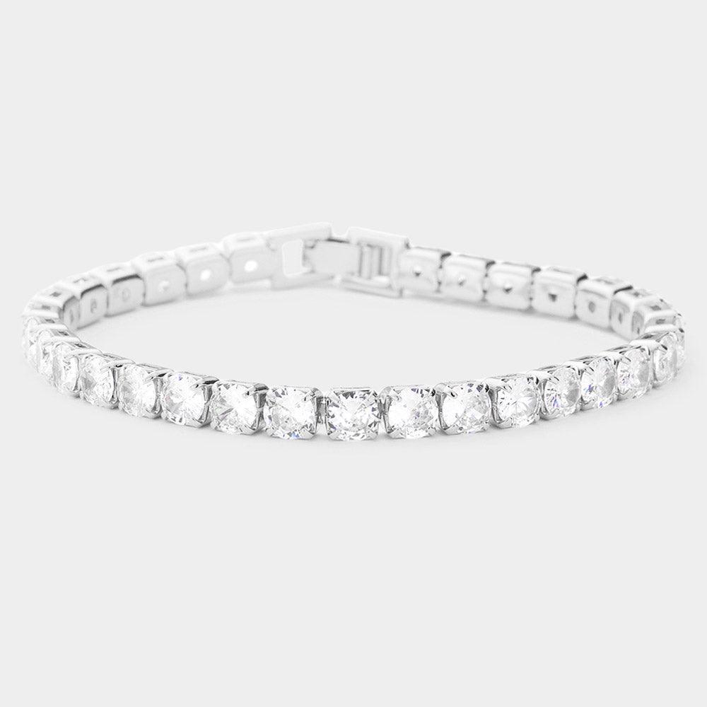 Silver Brass Metal Tennis Evening Bracelet - Jewelry Store by Erik Rayo