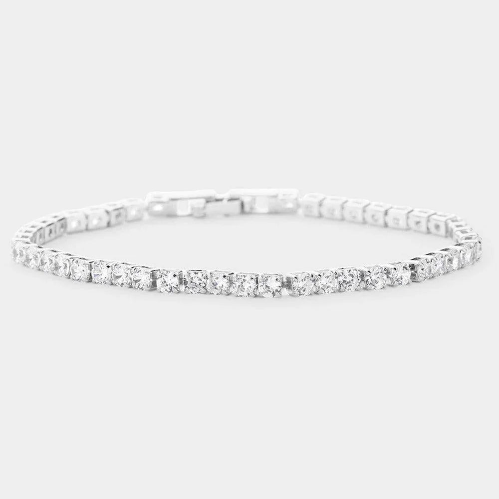 Silver Brass Metal Tennis Evening Bracelet - Jewelry Store by Erik Rayo
