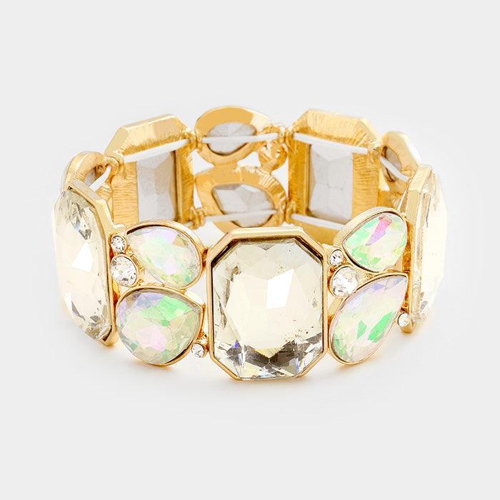 Gold Marquise Crystal Glass Stretch Bracelet - Jewelry Store by Erik Rayo