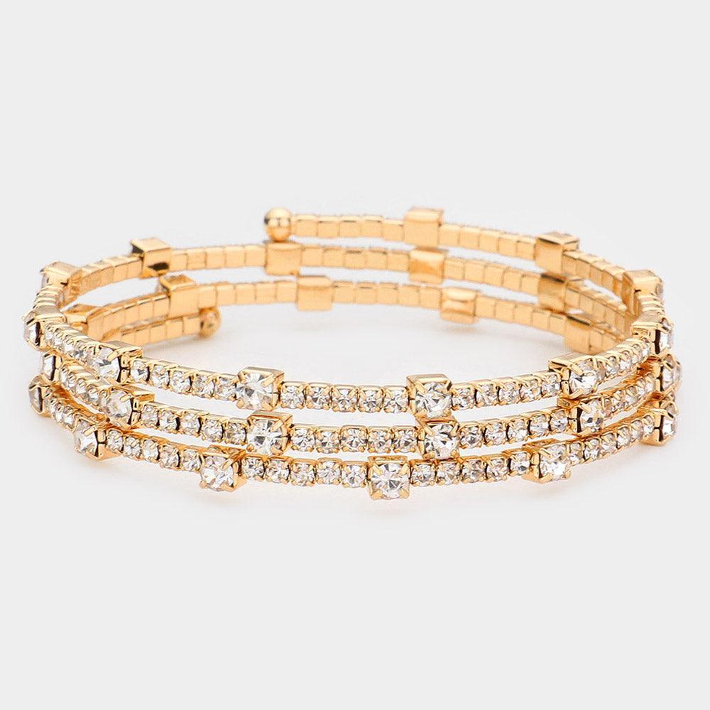 Gold Rhinestone Coil Evening Bracelet - Jewelry Store by Erik Rayo