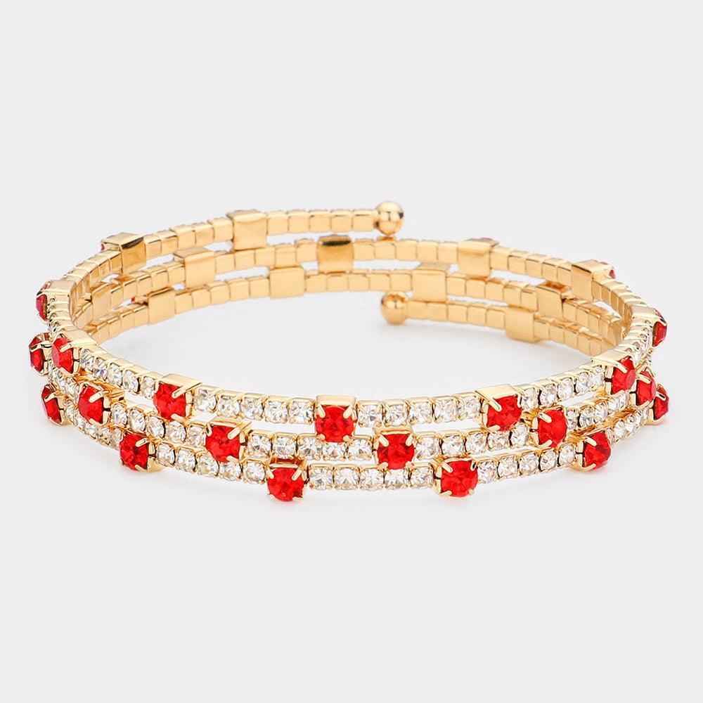 Gold Rhinestone Coil Evening Bracelet - Jewelry Store by Erik Rayo