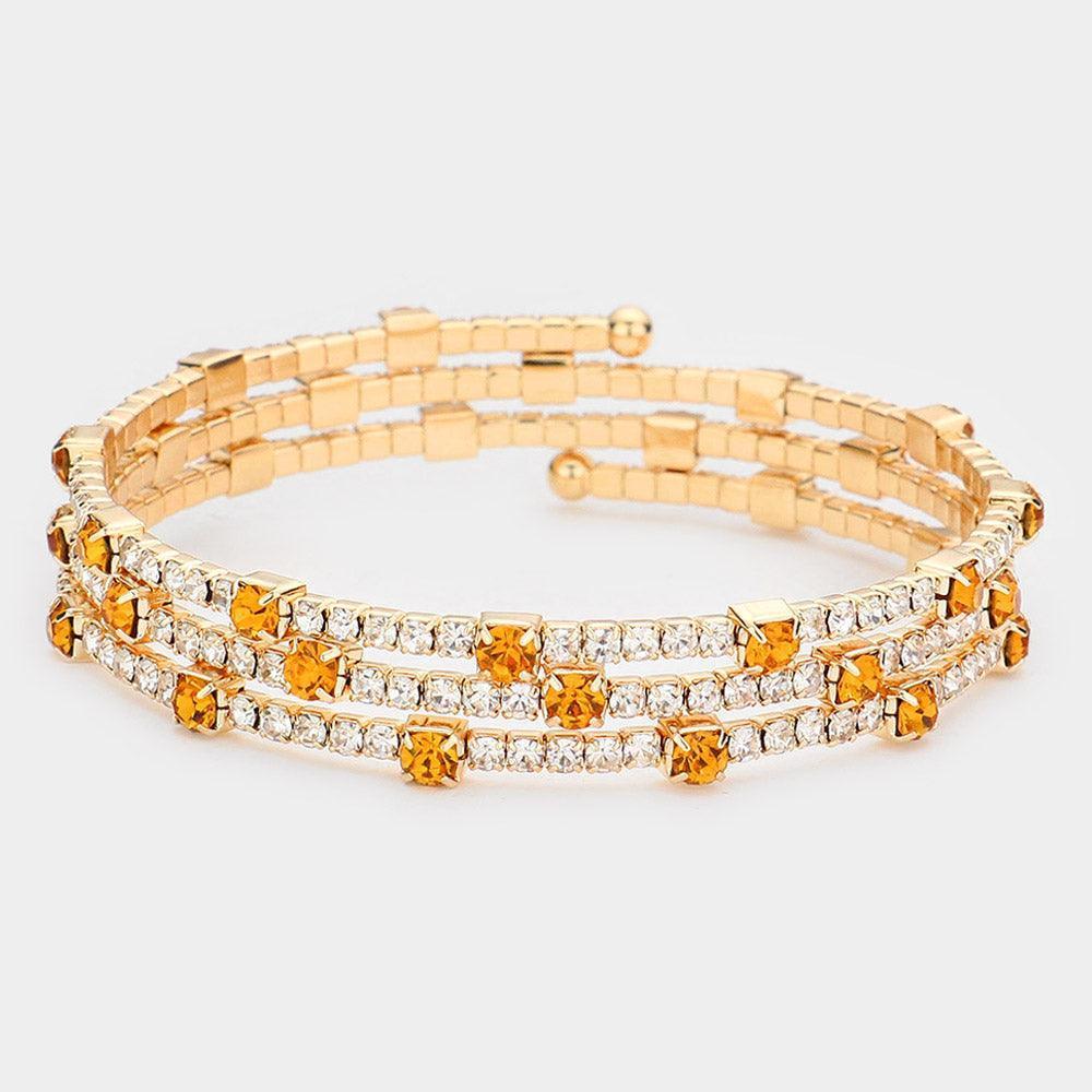 Gold Rhinestone Coil Evening Bracelet - Jewelry Store by Erik Rayo
