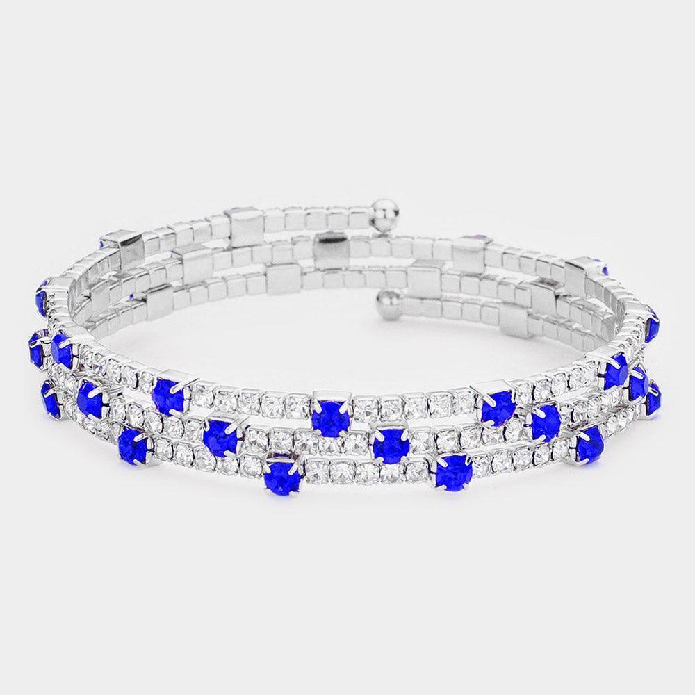 Silver Rhinestone Coil Evening Bracelet - Jewelry Store by Erik Rayo