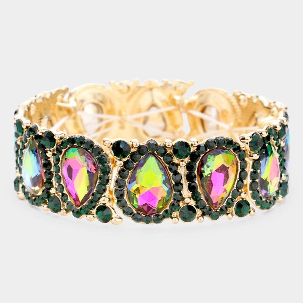 Teardrop Rhinestone Trim Stretch Evening Bracelet - Jewelry Store by Erik Rayo