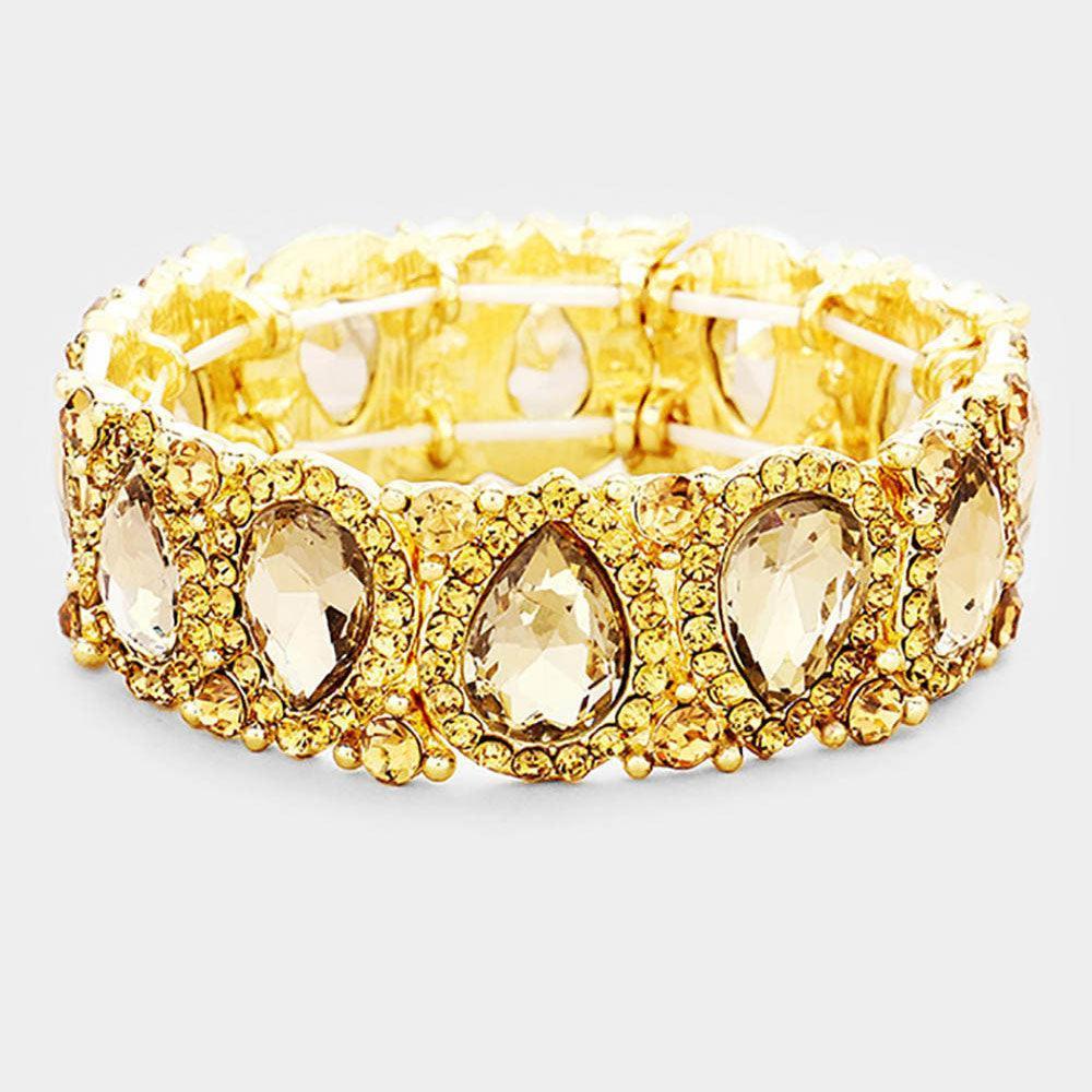 Teardrop Rhinestone Trim Stretch Evening Bracelet - Jewelry Store by Erik Rayo