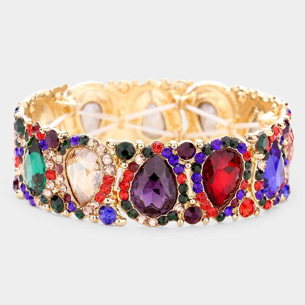 Teardrop Rhinestone Trim Stretch Evening Bracelet - Jewelry Store by Erik Rayo