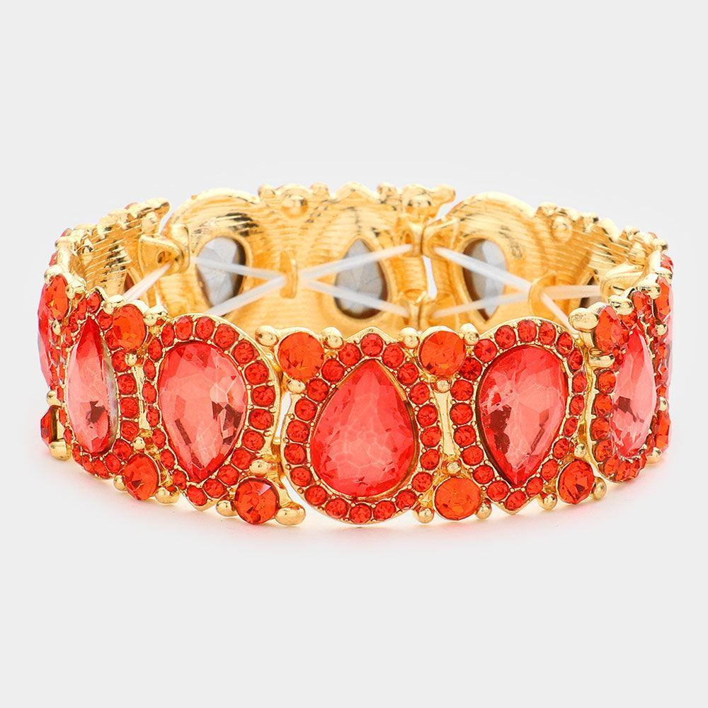 Teardrop Rhinestone Trim Stretch Evening Bracelet - Jewelry Store by Erik Rayo