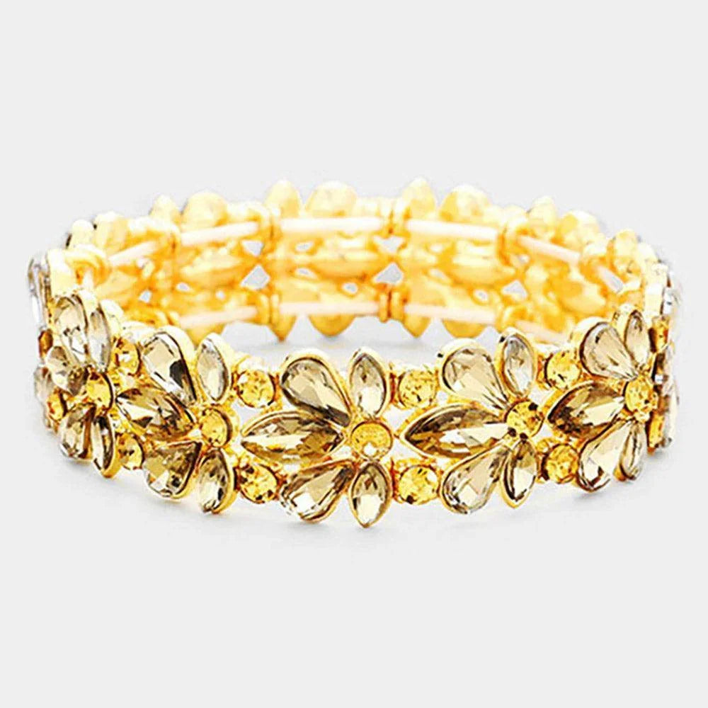 Floral Crystal Stretch Evening Bracelet - Jewelry Store by Erik Rayo