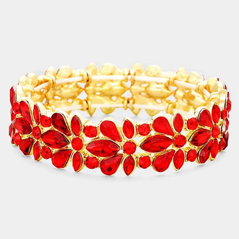 Floral Crystal Stretch Evening Bracelet - Jewelry Store by Erik Rayo