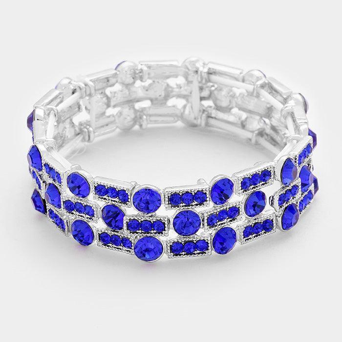 Blue Glass Crystal Bubble Rhinestone Stretch Bracelet - Jewelry Store by Erik Rayo