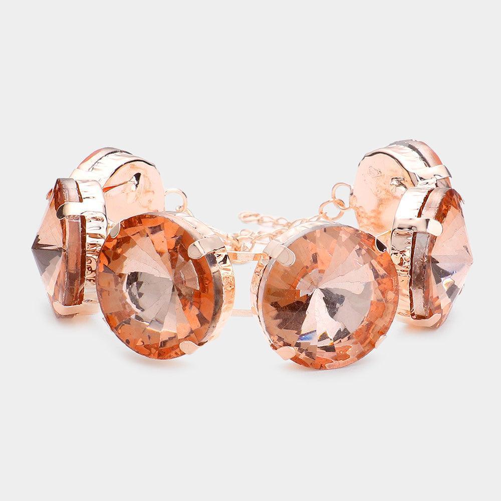 Peach Round Stone Evening Bracelet - Jewelry Store by Erik Rayo