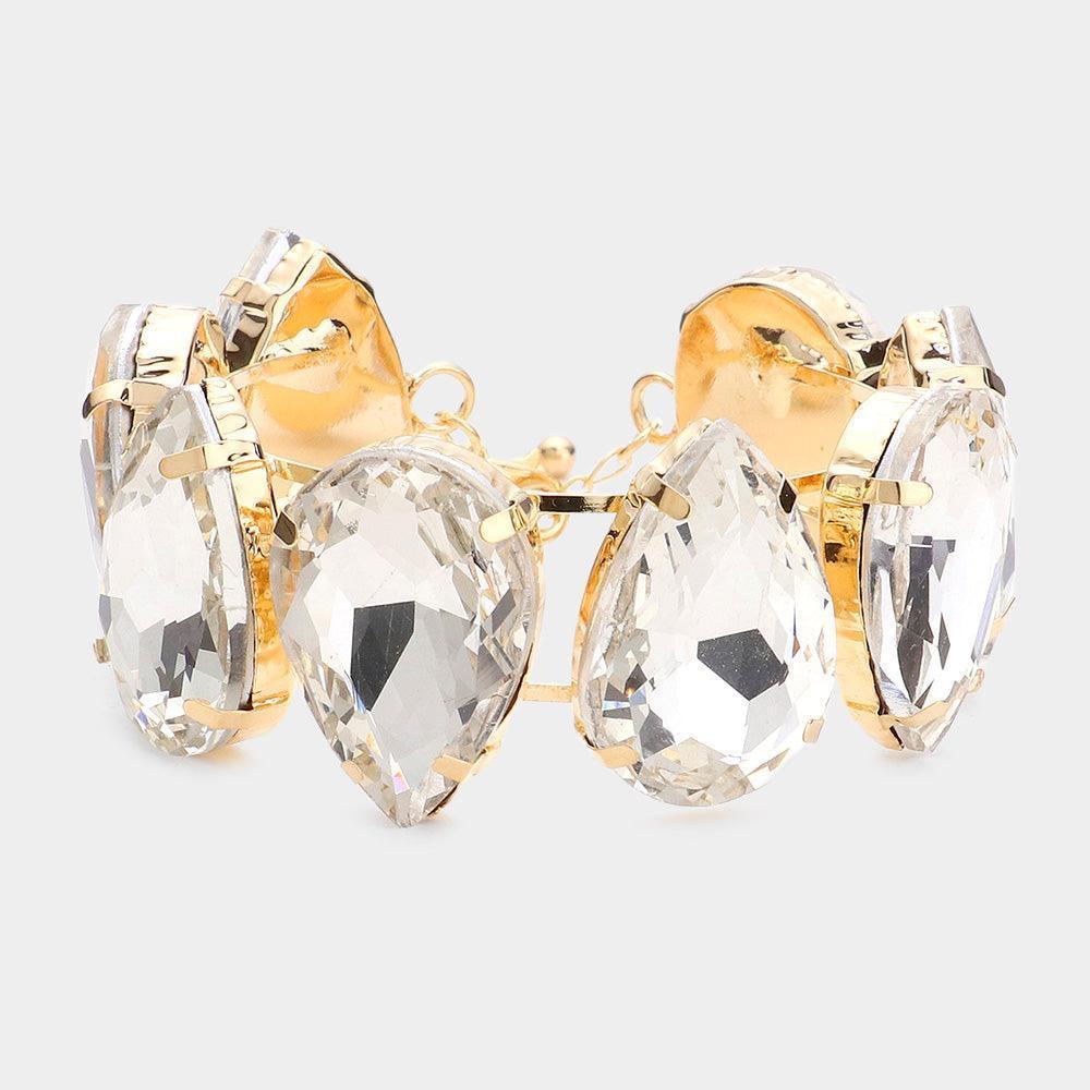 Gold Teardrop Stone Evening Bracelet - Jewelry Store by Erik Rayo