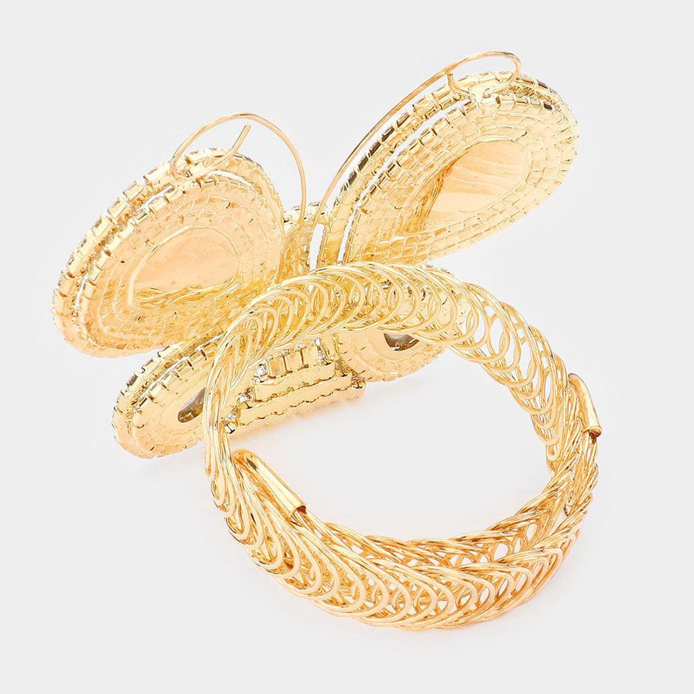 Gold Rhinestone Embellished Butterfly Evening Bracelet - Jewelry Store by Erik Rayo