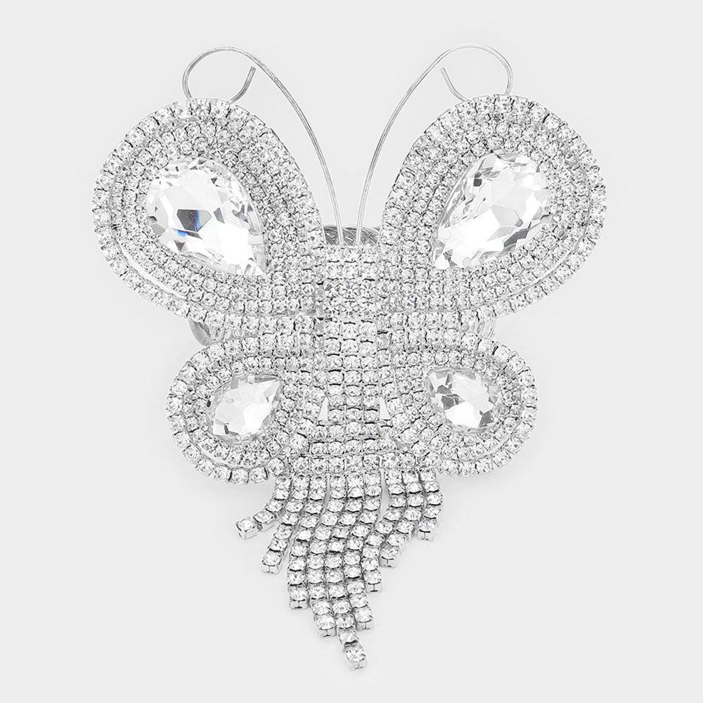 Silver Rhinestone Embellished Butterfly Evening Bracelet - Jewelry Store by Erik Rayo