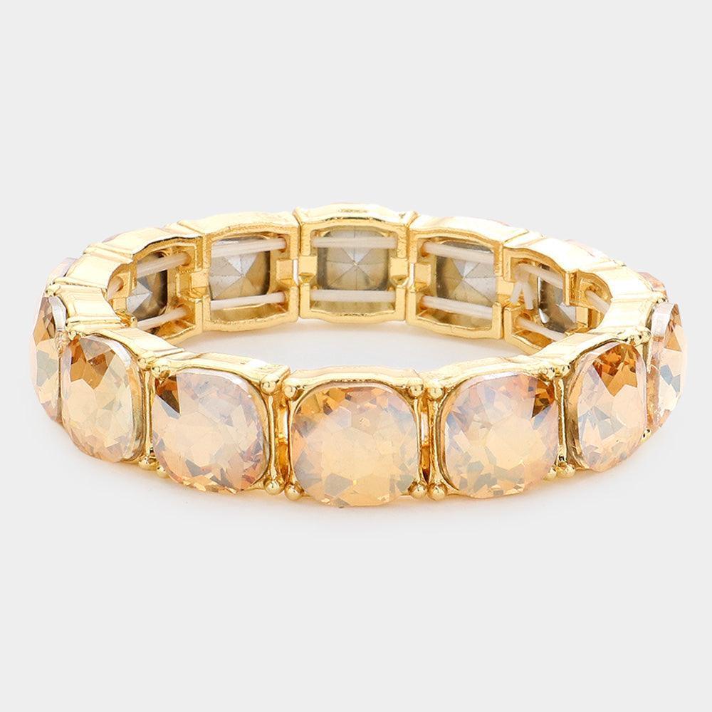Cushion Square Stone Stretch Evening Bracelet - Jewelry Store by Erik Rayo