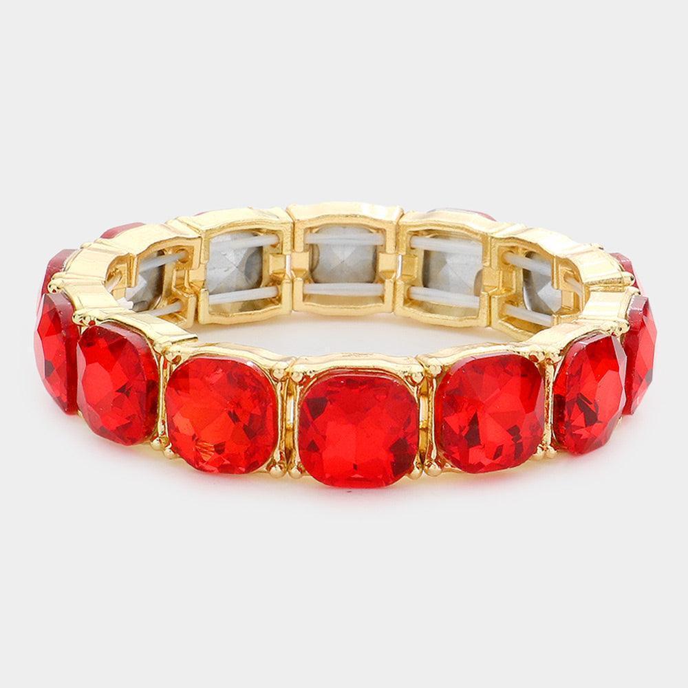 Cushion Square Stone Stretch Evening Bracelet - Jewelry Store by Erik Rayo