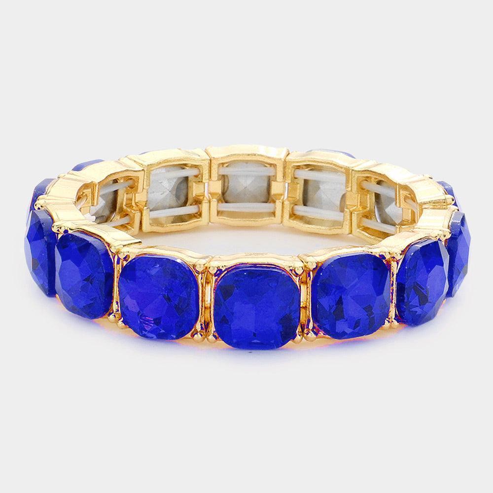 Cushion Square Stone Stretch Evening Bracelet - Jewelry Store by Erik Rayo