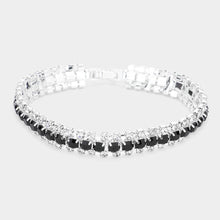 Load image into Gallery viewer, Silver Crystal Rhinestone Evening Bracelet
