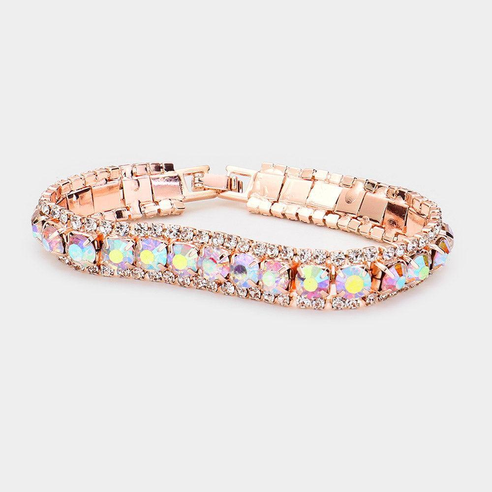 Rose Gold Marquise Crystal Rhinestone Trim Evening Bracelet - Jewelry Store by Erik Rayo