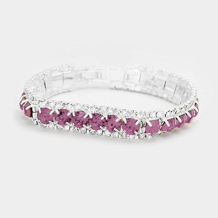 Purple Crystal rhinestone evening bracelet