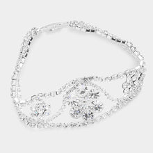 Load image into Gallery viewer, Silver Floral Rhinestone Evening Bracelet
