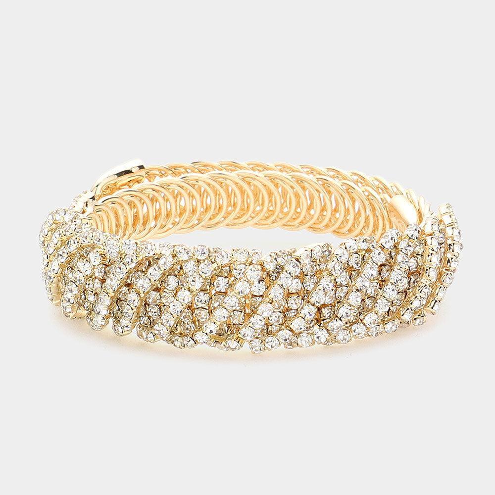 Gold Rhinestone Paved Adjustable Evening Bracelet - Jewelry Store by Erik Rayo