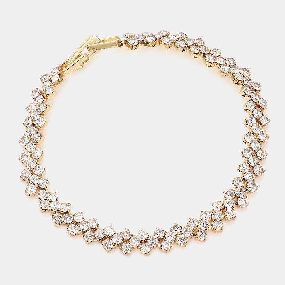 Gold Round Rhinestone Pave Evening Bracelet - Jewelry Store by Erik Rayo