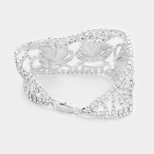 Load image into Gallery viewer, Silver Triple Circle Glass Stone Rhinestone Evening Bracelet
