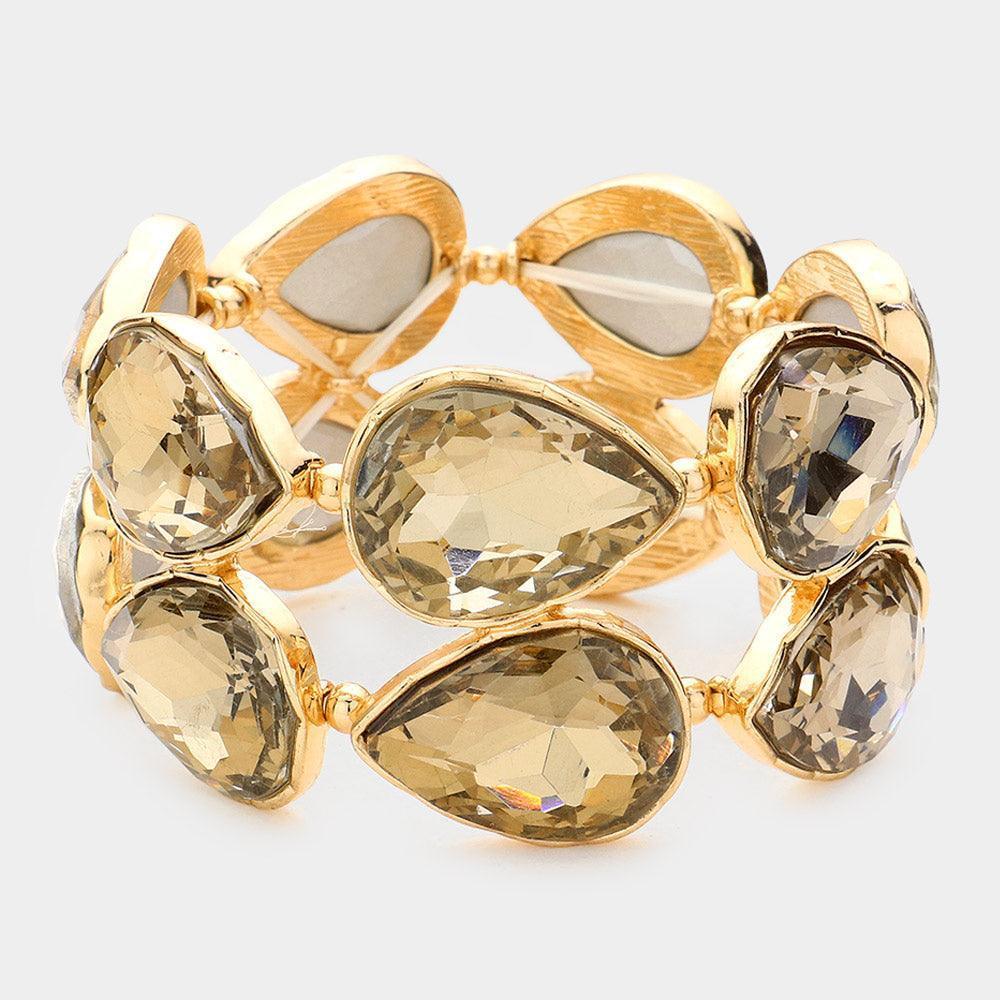 Brown Teardrop Stone Stretch Evening Bracelet - Jewelry Store by Erik Rayo