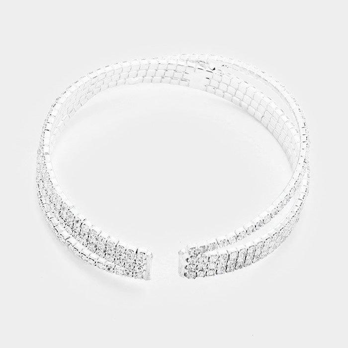 Silver Pave Crystal Rhinestone Crisscross Cuff Bracelet - Jewelry Store by Erik Rayo