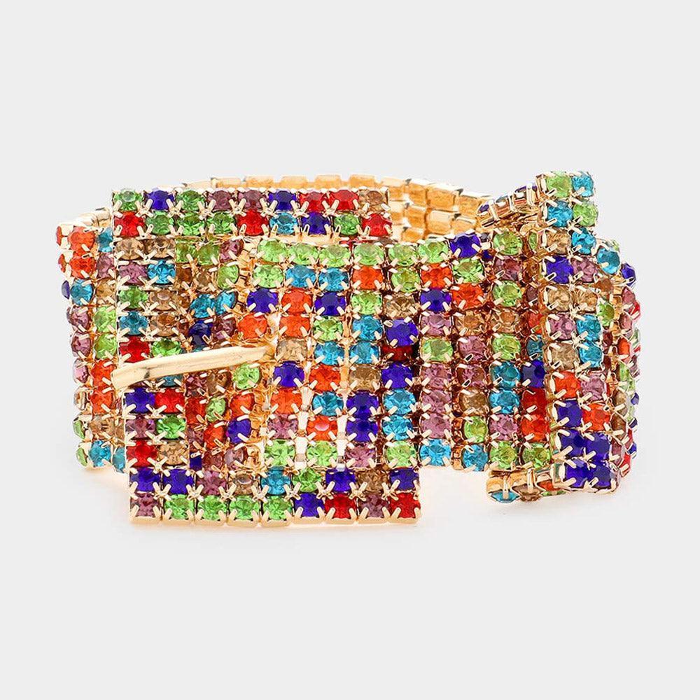 Rhinestone Pave Belt Buckle Style Evening Bracelet - Jewelry Store by Erik Rayo