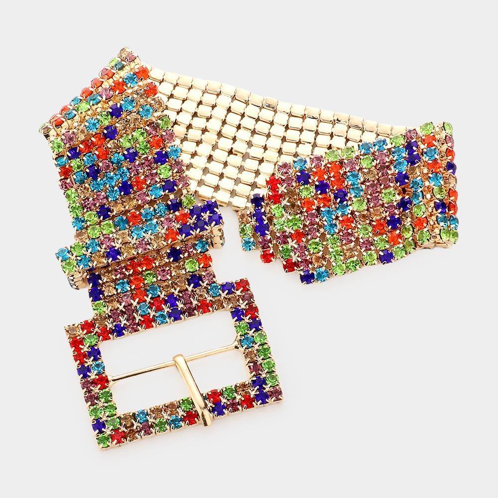 Rhinestone Pave Belt Buckle Style Evening Bracelet - Jewelry Store by Erik Rayo