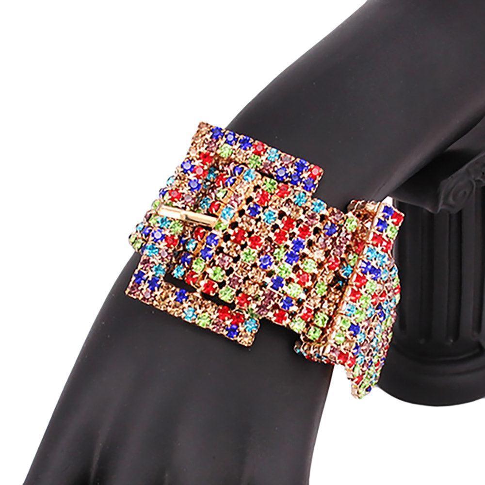 Rhinestone Pave Belt Buckle Style Evening Bracelet - Jewelry Store by Erik Rayo