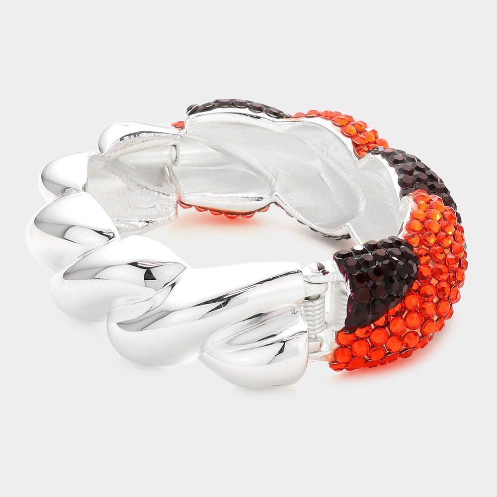 Silver Crystal Rhinestone Twisted Hinged Bracelet - Jewelry Store by Erik Rayo