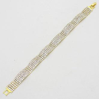 Gold Rippled Rhinestone Evening Bracelet - Jewelry Store by Erik Rayo